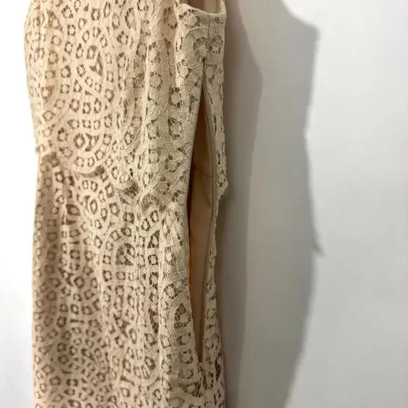 J. Crew Women’s Size 4 Small Cream Beige Lace Overlay Sleeveless Mini Dress - Picture 6 of 9